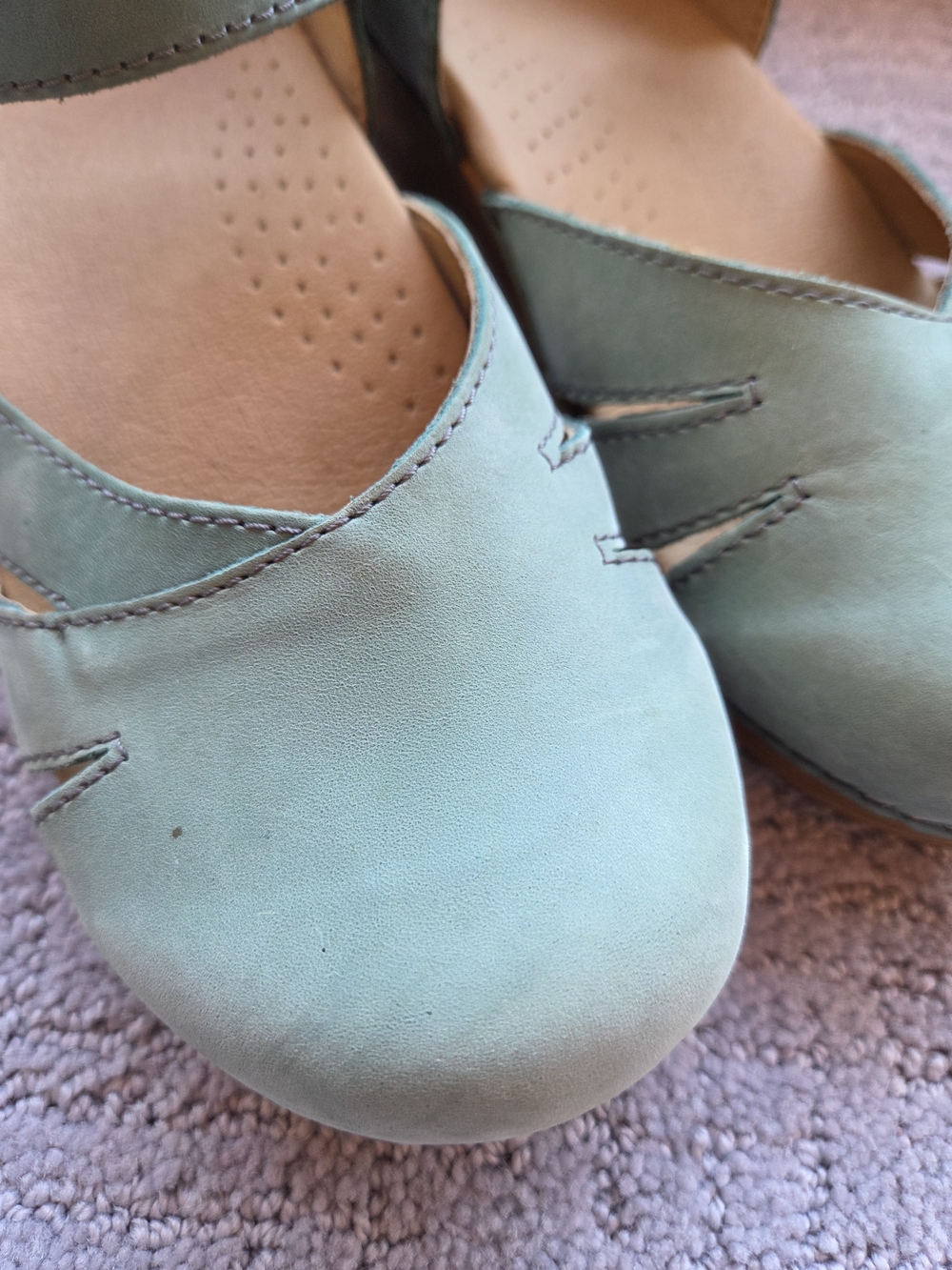Sanita Margrethe Leather Slingback Clogs- Aqua Blue Size 39 - Picture 6 of 11